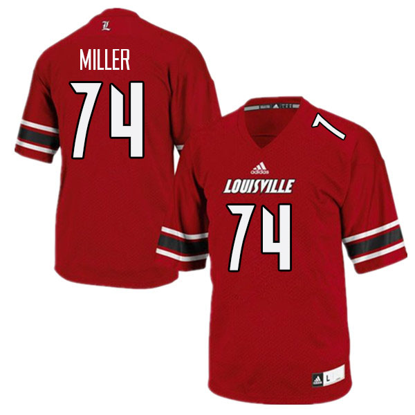 Men #74 Eric Miller Louisville Cardinals College Football Jerseys Stitched Sale-Red - Click Image to Close